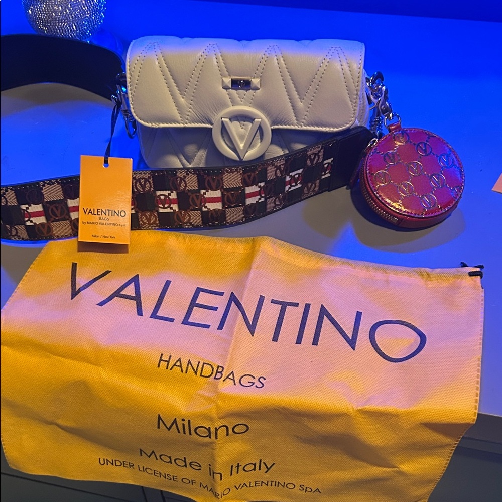 Valentino White Quilted Crossbody Bag